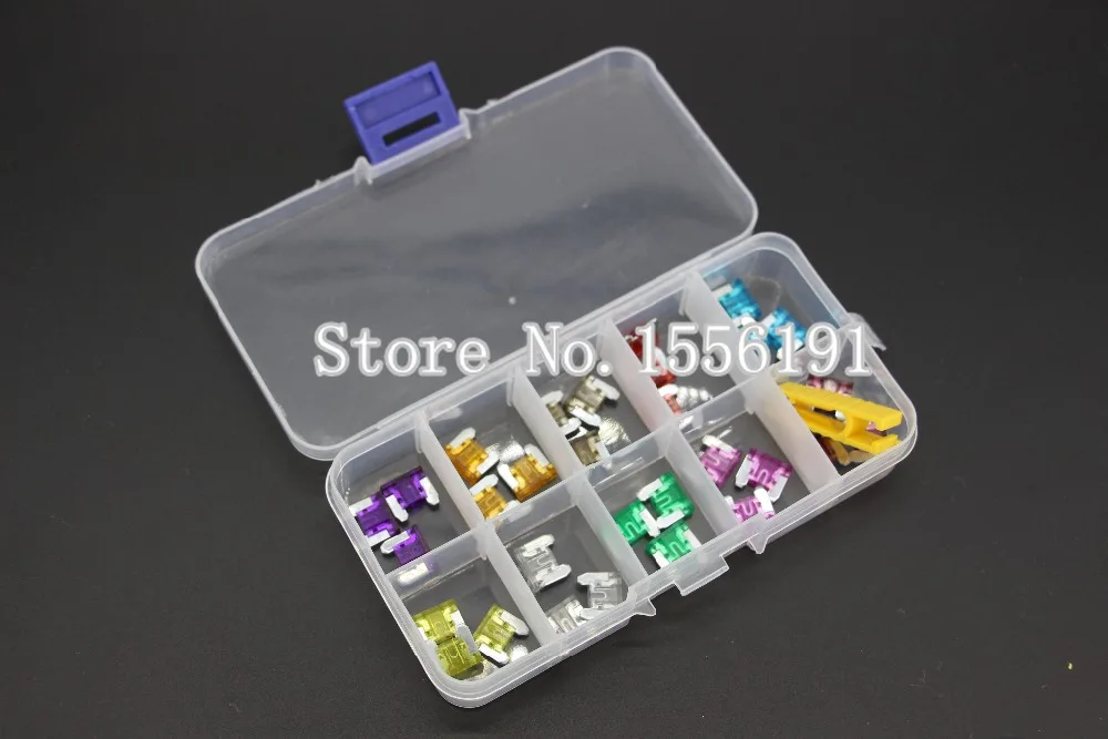 

100PCS 3~40A Mini Size Auto fuse, 10pcs for each specification, The fuse Insurance insert Lights Fuse with box and clip
