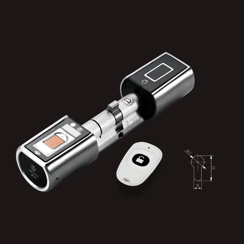 

L5SR-PLUS digital Fingerprint door Lock Cylinder Fingerprint Remoter and Mobile Door Open Locks 20-120mm Free shipping