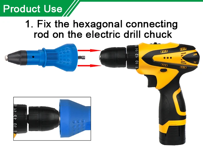 Dutoofree электрическая Заклепка гайка пистолет клепки инструмент беспроводные клепки Дрель адаптер вставка гайка инструмент клепки Дрель адаптер