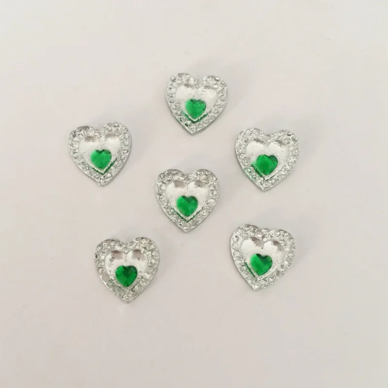 Полимерная смола Двойное сердце 200 шт 12 мм Flatback Свадебные украшения для самодельного изготовления D17* 5 - Цвет: Green