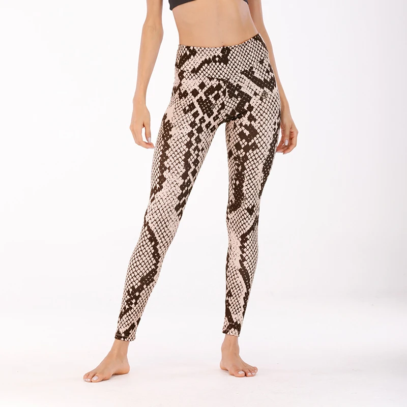 Леопардовые леггинсы со змеиным рисунком женские штаны для фитнеса Femenina Pantalones