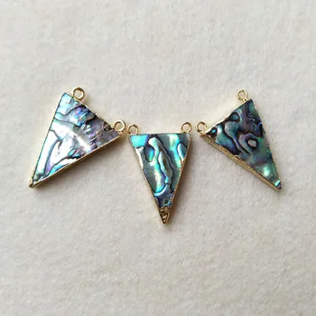 

10ps Abalone Shell Triangle Connector Double Bails Gold Plated Pendant Bead Fashion Druzy For DIY Making Bracelet necklace CT26