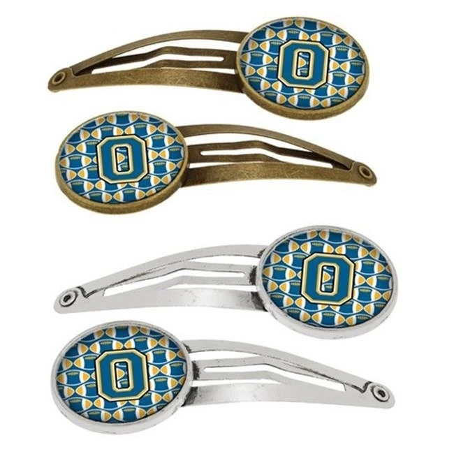 Carolines Treasures CJ1077-OHCS4 Letter O Football Blue & Gold Barrettes Hair Clips 0.75 x 0.25 x 2.25 in. - Set of 4