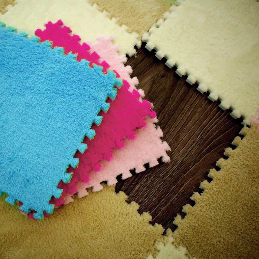 

30*30cm Kids Carpet Foam Puzzle Mat EVA Shaggy Velvet Baby Eco Floor7colors carpets for living room tapetes para casa sala #TX