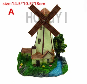 

HONGYI 1 piece resin fish tank ornament cave aquarium decoration landscape castle holland windmill house towers A/B/C/D/E/F