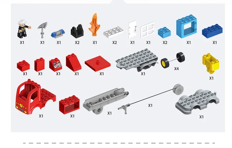Большие блоки городская пожарная станция строительные блоки набор совместимых Duploed DIY большой строительный блок городская пожарная машина игрушки для детей Подарки