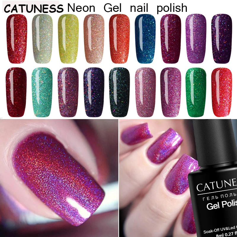 

CATUNESS Neon 8ml Nail Gel Glitter Sequin 19COLORS Gellak Soak Off Nails Varnishes Semi Permanent Beauty for Gel Nail Lacquers