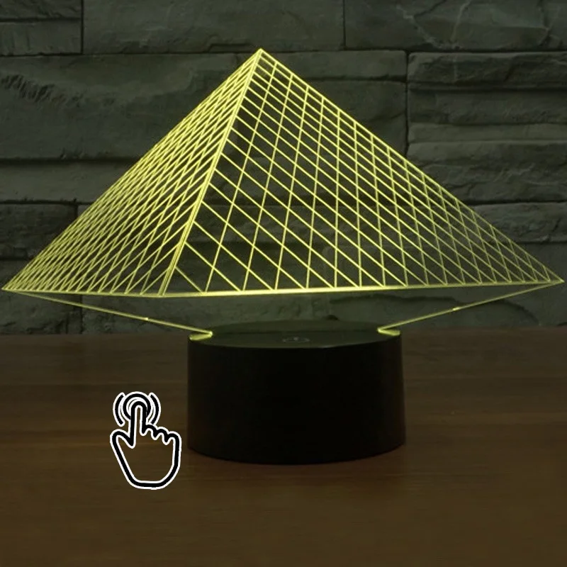 

3D LED Hologram Illusion Pyramid Light 7 Colors Changing 3D Lamp Mini USB Table Light With Touch Switch