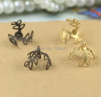 

10x5mm Vintage Filigree Flower 3 Prong Legs Beads Caps European Charms Hair Clasp Bu Yao Accessories DIY Findings Multi-Color