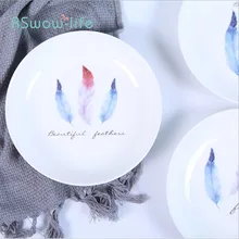 Creative Feather Ceramic Disc Serving Dishes Home Food Western Steak Plate Ceramic Tableware For Kitchen Supplies food serving trolley for indian marriage halls
