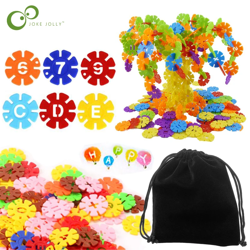 

100/200/400pcs Montessori Snowflake Building Blocks Toy Brick Snow DIY Block Assembling Early Educational Learning Toy GYH