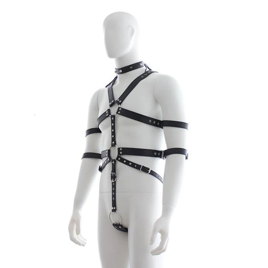 Male Sexy Clubwear Bondage Restraints Leather Slave Men O Ring Leather