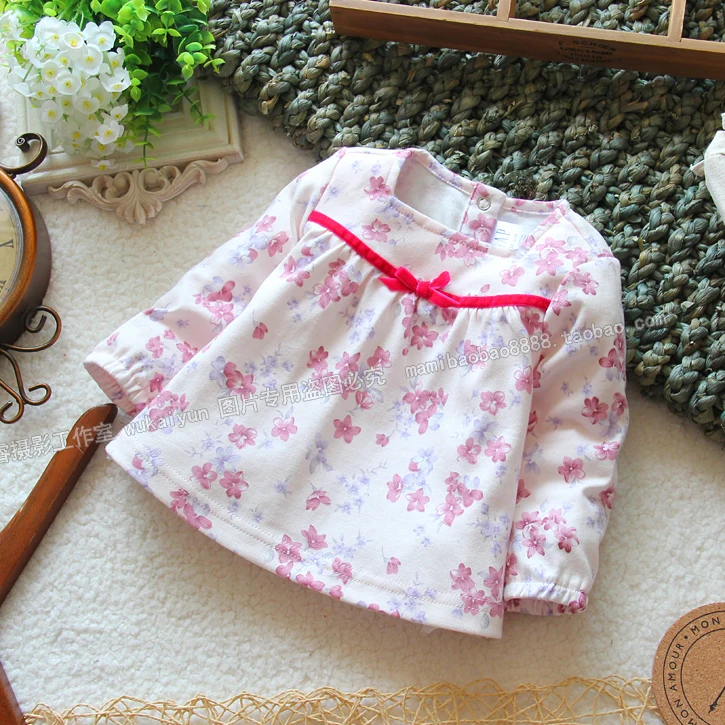 

Free shipping Retail new arrival 2013 spring autumn kids t-shirt top cute baby girl long-sleeved shirts basic pullover blouse