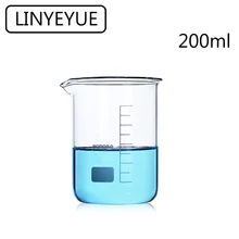 LINYEYUE 200mL Glass Beaker Borosilicate Glass Measuring Cup high temperature resistance Laboratory Chemistry Equipment double layer 2l chemical glass reactor manufacturer price vacuum distillation high borosilicate glass laboratory instruments