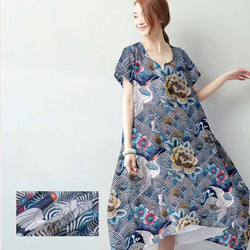 

Silk linen fabrics spring and summer digital inkjet silk fabrics silk clothing fabrics wholesale high quality linen cloth