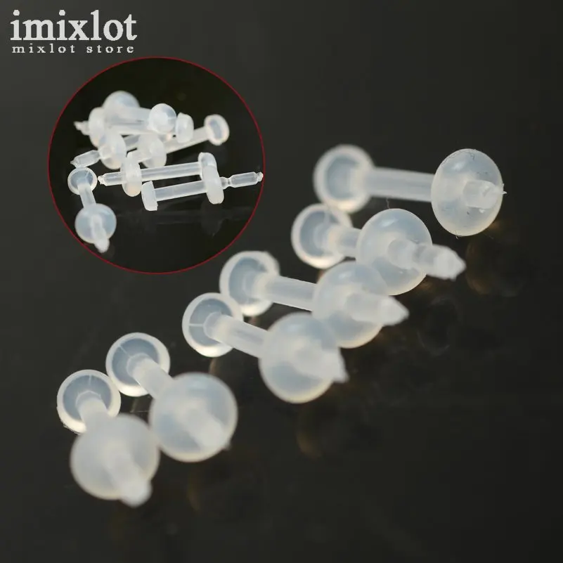 20pcs/lot Rubber Earring Clear Plastic Stem Anti Allergy Ear Stud Earring Replacement Ear Plugs