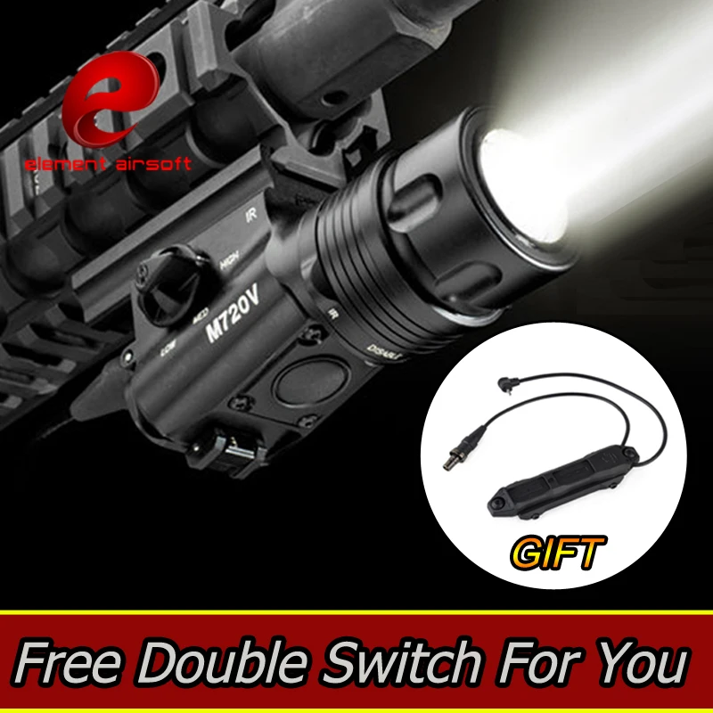 Interruptor de Controle Elemento Airsoft Caça Lanterna Pressão Aumentada M720v Montagem Duplo Luzes Surefir Softairô Arma Tática