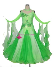 Ballroom Dance Dresses For Women Shiny Green Color Standard Waltz Tango Competition Dancing Skirt Ballroom Dress