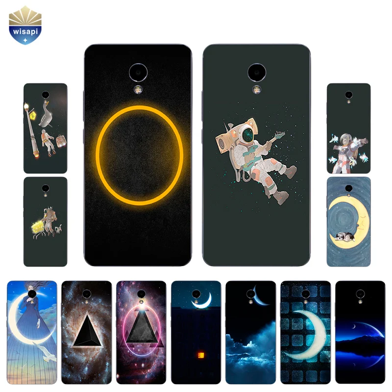 

For Meizu M1 M2 M3 M5 M6 Note Phone Case For Meilan M3 Note Pro Shell For Meizu M3 MAX Cover TPU Moon Triangle Design Painted