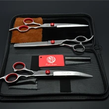 Комплекты из 3 предметов 3001#6.0 ''17.5 см парикмахерские Ножницы изогнуты Подпушка Товары для собак Товары для кошек домашних животных Резка+ Истончение+ кривой ножницы ножницы для волос костюм