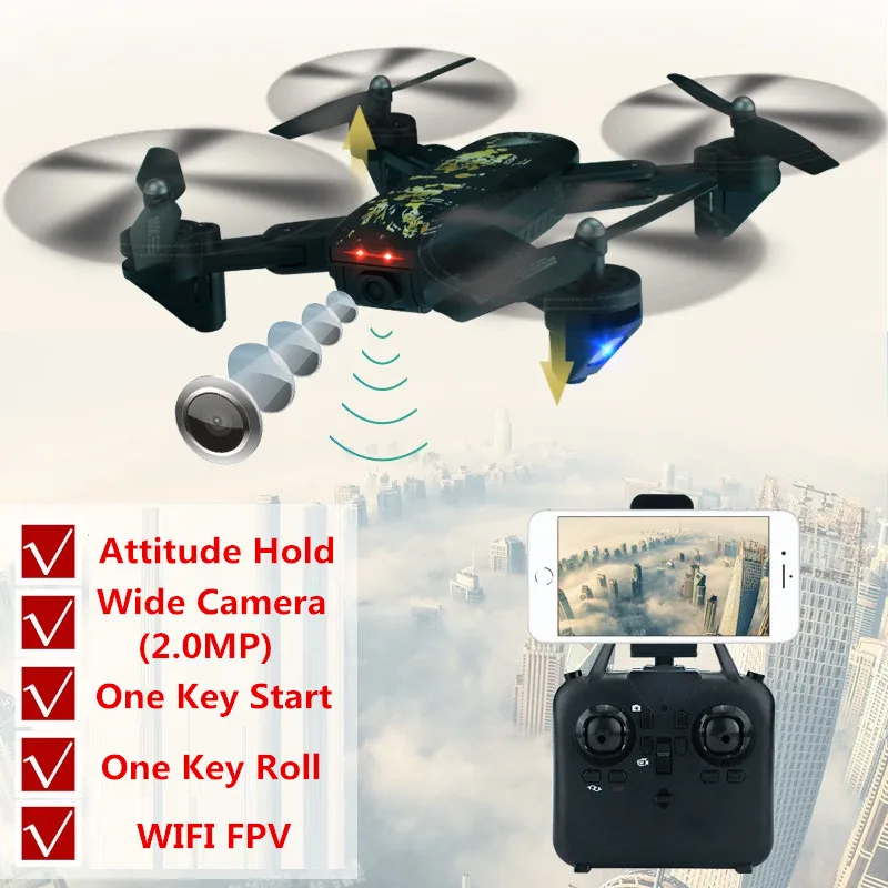 

Latest Generation Aerial Folding rc drone Attitude Hold 720P 2MP wide angle HD wifi FPV RC Quadcopter Model VS Spark 8807 XS809