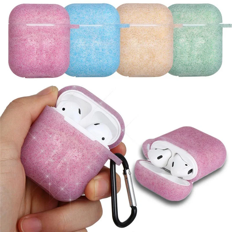 

New Sparkling Powder Silicone Case Cover Earphone Pouch Protective Skin For Air Pods Wireless Earphone Case For Apple AirPods