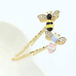 Kawaii Новая мода симпатичные маленькие пчелы цвет имитация алмазный шпилька Прекрасный Девушки Женщины Подарки Головные Уборы Аксессуары Бесплатная Доставка