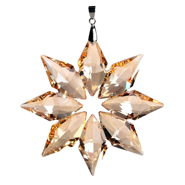 3 5inch Diy Champagne Snowflake Hanging Glass Pendants 3 5inch Diy Champagne Snowflake Hanging Glass Pendants Crystal Suncatcher Prism Chandelier Parts Ornament Party
