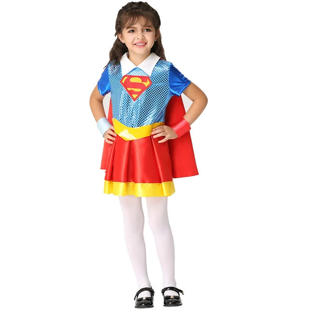 3 11Years Girls Superman Costume Halloween Costume For Kids Superhero Party Cosplay Dress