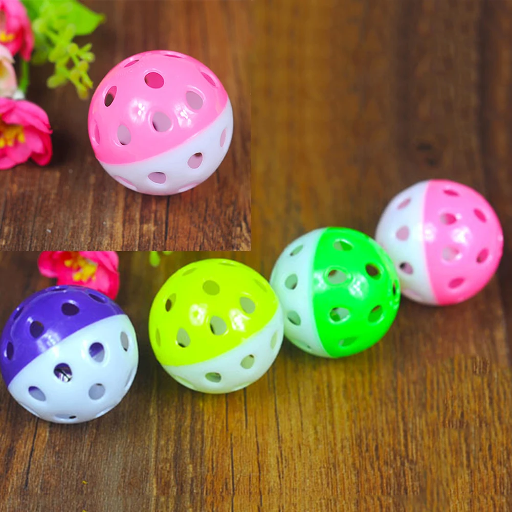 HOT SALE! Plastic Puppy Cat Round Play Ball with Bell Pounce Chase Rattle Pet Chew Toys