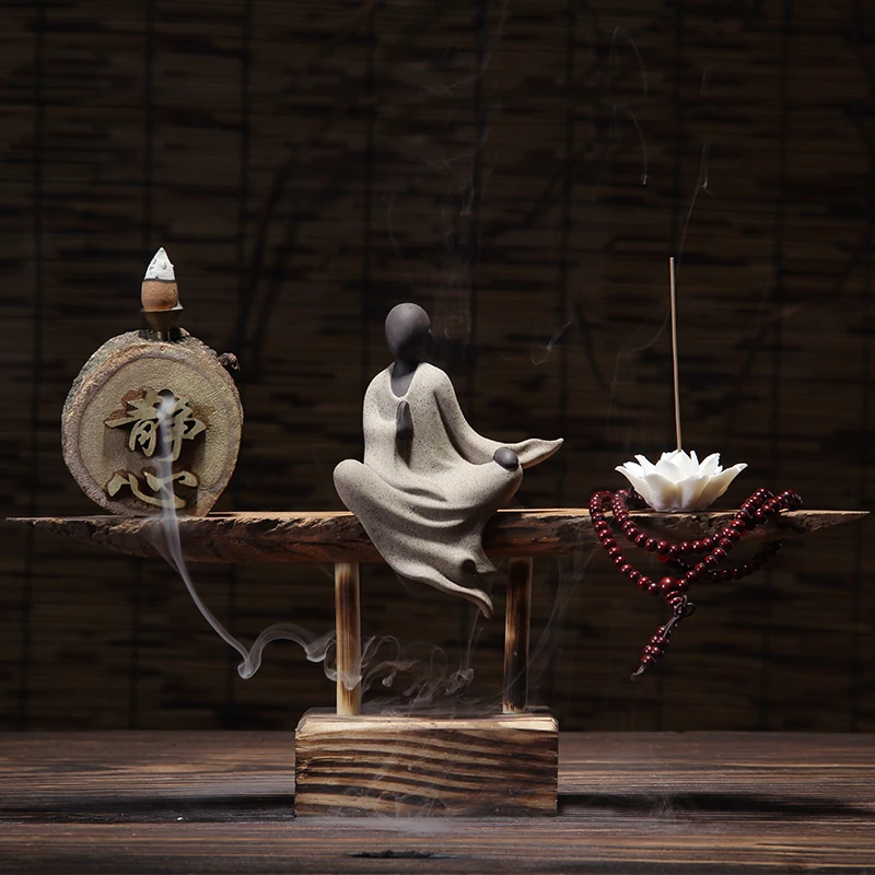 

2018 New Arrival Creative Ceramic Character Weathered Wood Backflow Incense Burner Aromatherapy for Home Decoration Crafts Gifts