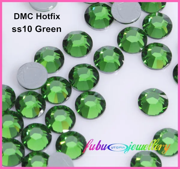 1440 шт./лот, ss10(2,7-2,9 мм) высокое качество DMC зеленые железные стразы/стразы горячей фиксации
