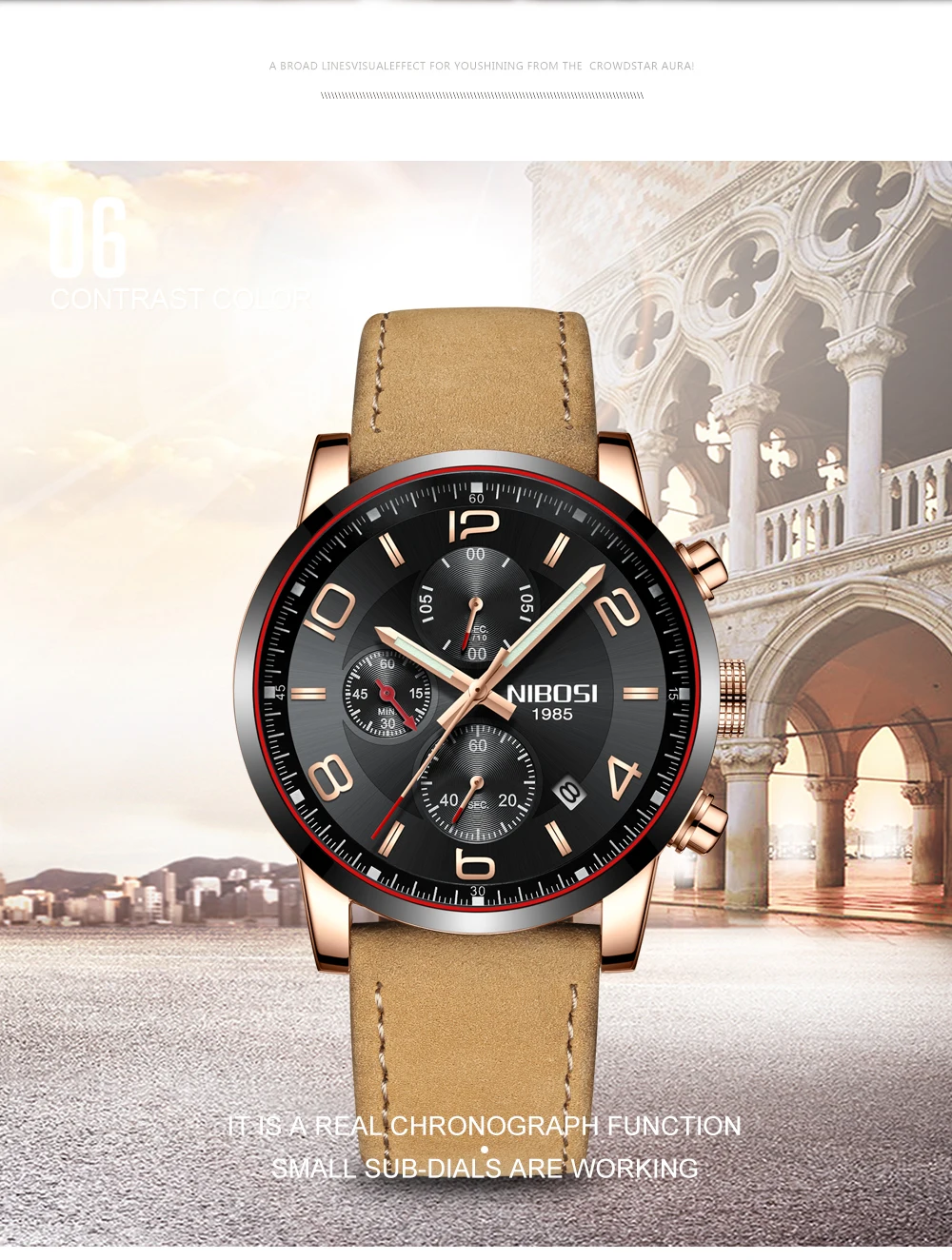 NIBOSI Men's Watches Of The Famous Luxury Brand Sports Analog Quartz Wrist Watch Leather Band Waterproof Stainless Steel Saat    (2)