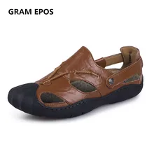 Gram Epos роскошные летние туфли из натуральной кожи мужская обувь, сандали Модные мужские сандалии пляжная обувь мягкая подошва дышащие шлепанцы без задника с открытыми пальцами
