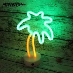 Hinnixy неоновый светодиодный USB украшения ночник зеленый кокосовой пальмы Фиолетовый единорог Новинка светило спальня детская комната