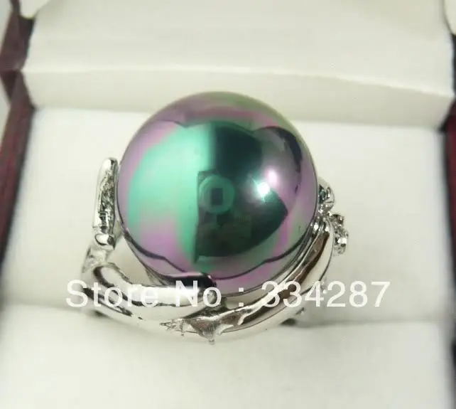 

14MM Black South Sea Shell Pearl Inlay jewelry Ring