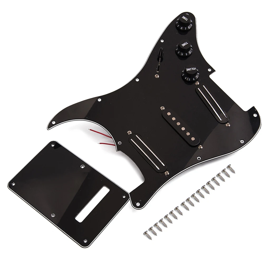 3 Ply Electric Guitar Prewired Loaded Pickup Pickguard Scratch Plate with Back Cover Mounting Screws