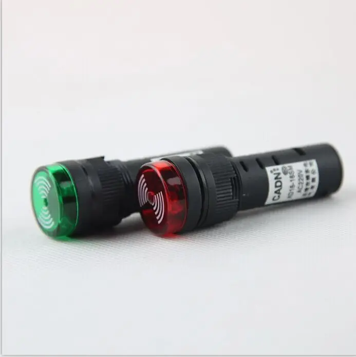 AD16-16SM 12V 24V 220V 16mm Flash LED Alarm Indicator Light Signal Lamp Flashmetal Active Beep Buzzer Intermittent Sound Red