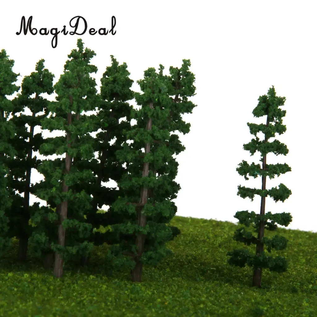 Pack of 20 Plastic 1:100 Scale Fir Tree Model Train Park Garden Yard Village Scenery Landscape HO Dark Green