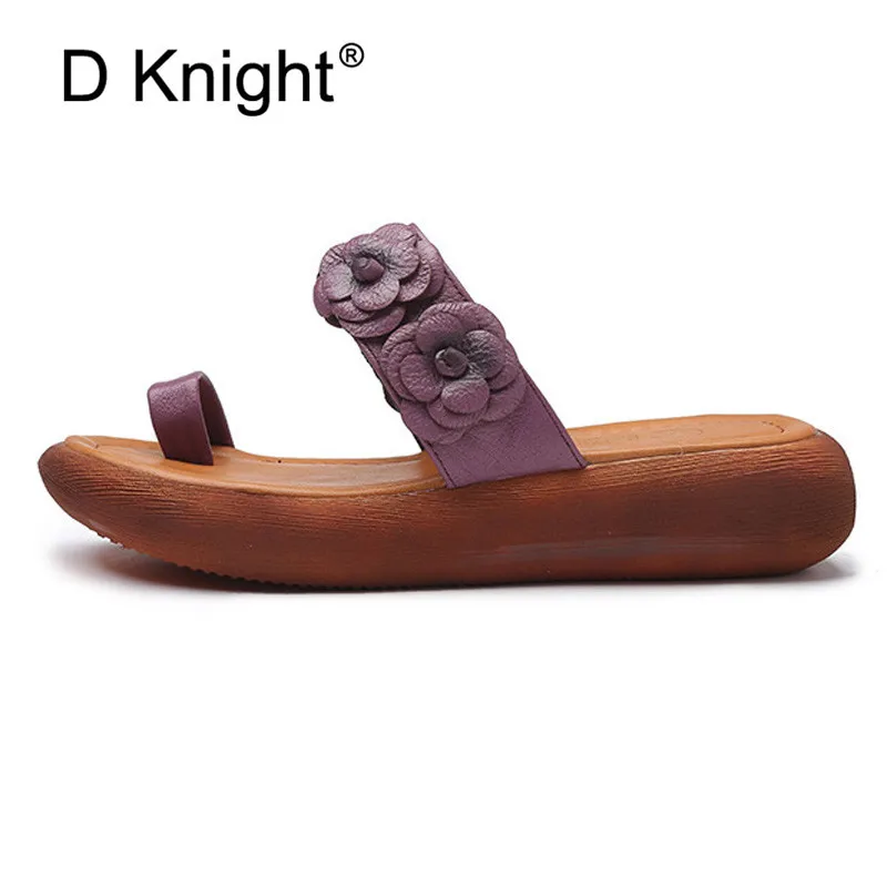 Women Wedges Heel Slides Fashion Genuine Leather Flip Flops Summer Outside Slippers Woman Casual Platform Sandal High Heels Shoe (3)