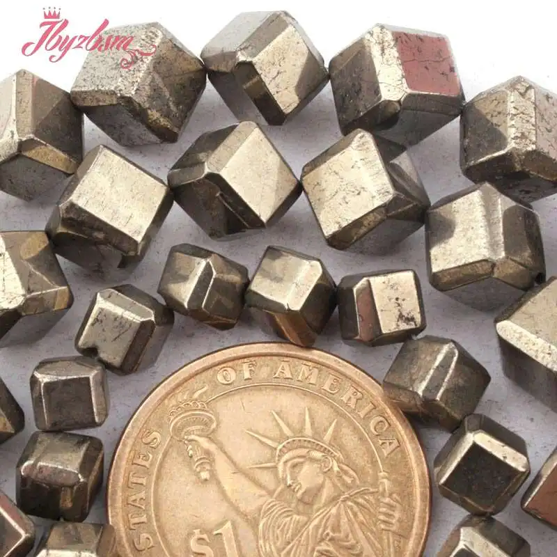 

6mm 8mm Faceted Square Pyrite Beads Natural Stone Beads For DIY Necklace Bracelet Earring Jewelry Making Loose 15" Free Shipping
