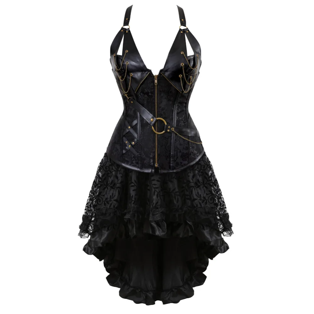 Grebrafan Corset Y Falda De Tul Steampunk Para Mujer – Estilo Gótico, Ajuste Con Cordones Y Tirantes Regulables