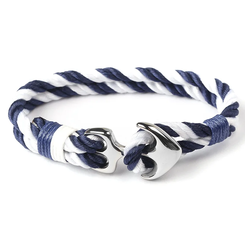 

Hot Stainless Steel Anchor Bracelets Men Nautical Survival Rope Chain Paracord Bracelet Male Wrap Metal Sport Hooks