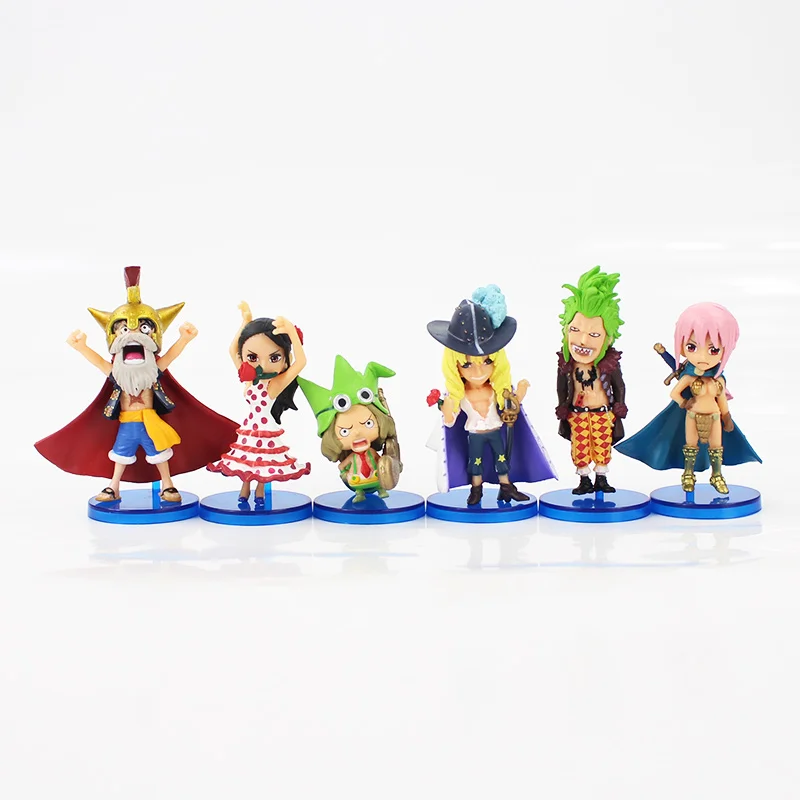 7 см 6 шт./лот одна штука Q версия мини Dressrosa Luffy Lucy Chopper Rebecca Leo Cavendish ПВХ фигурку