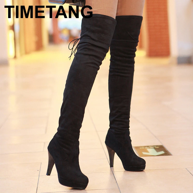 over the knee boots with thick heel