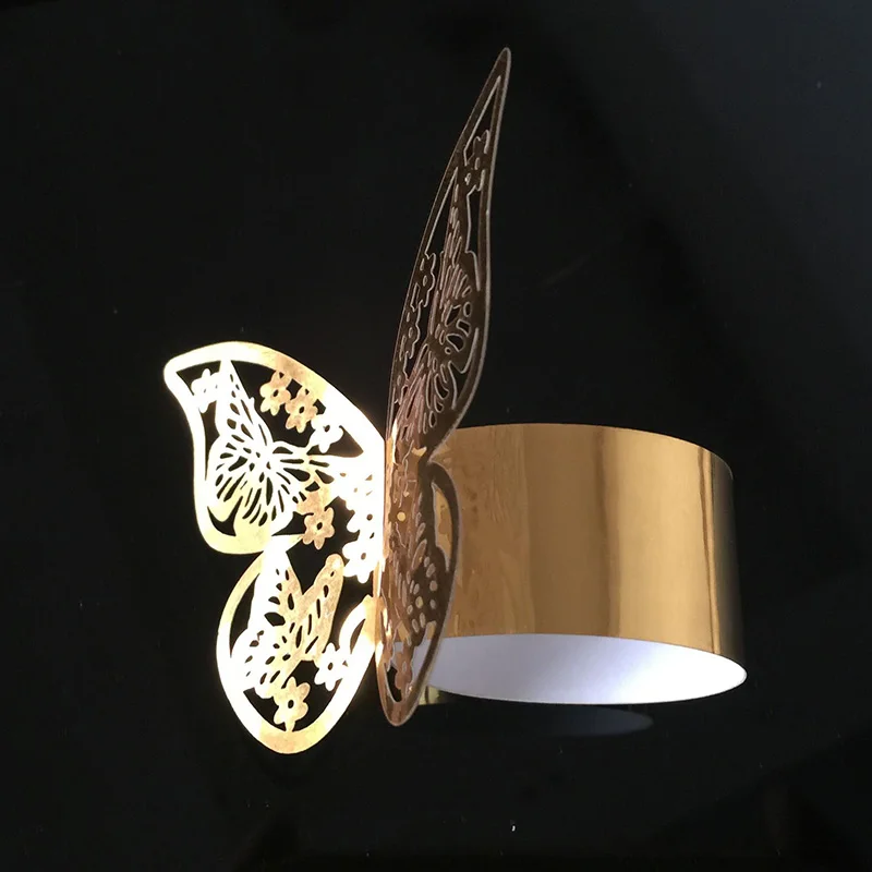 50 шт./лот бабочка стиль лазерная резка кольцо для бумажных салфеток свадебный отель банкет церемония украшение стола Shinne бумага - Цвет: F
