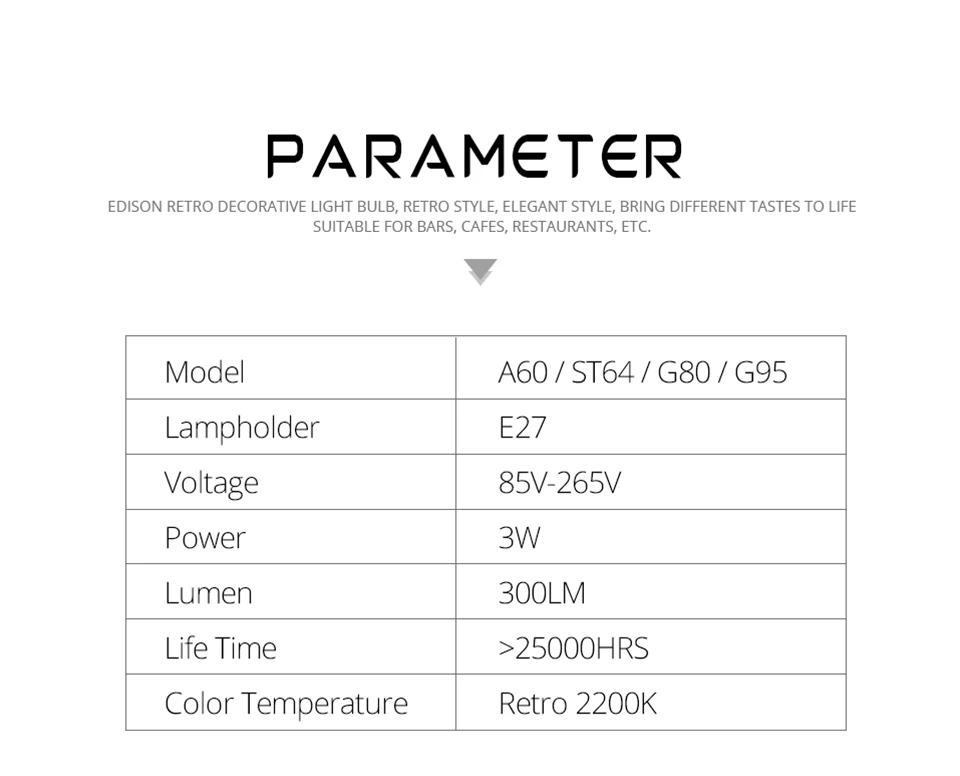 KARWEN светодиодный Эдисон лампы E27 ST64 A60 G80 G95 2200K светодиодная нить с регулируемой яркостью лампы Ретро Bombillas lampada 85-265V Винтаж лампа