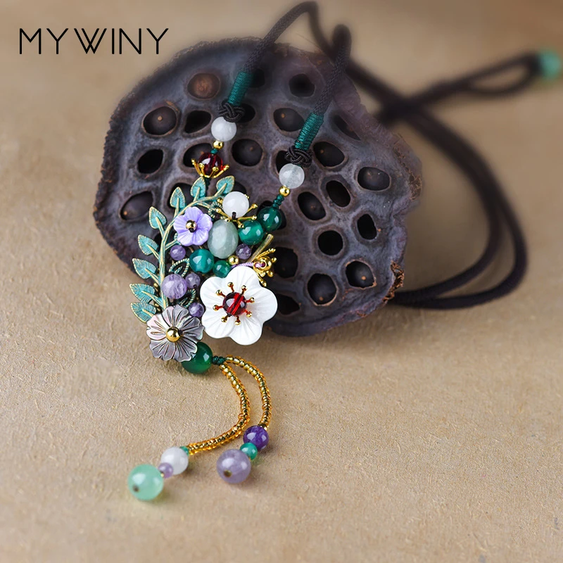 Mywiny модное ювелирное изделие цветные натуральные камни ракушки цветы этническое