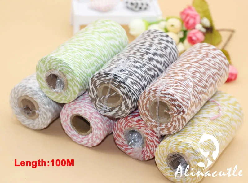 

100 Metres/roll 2Ply Cotton Bakers Twine String Cord Rope Rustic Country Craft made alinacraft cotton rope string
