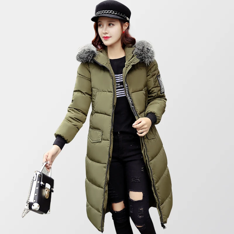 Black blackish Green Col Manteau Coton Femmes Hiver Grande Kaban Fourrure De Casaco Parka En Veste Décontracté Solide Taille Chaud Coréenne Vestes 2018 Feminino R1qBxFF